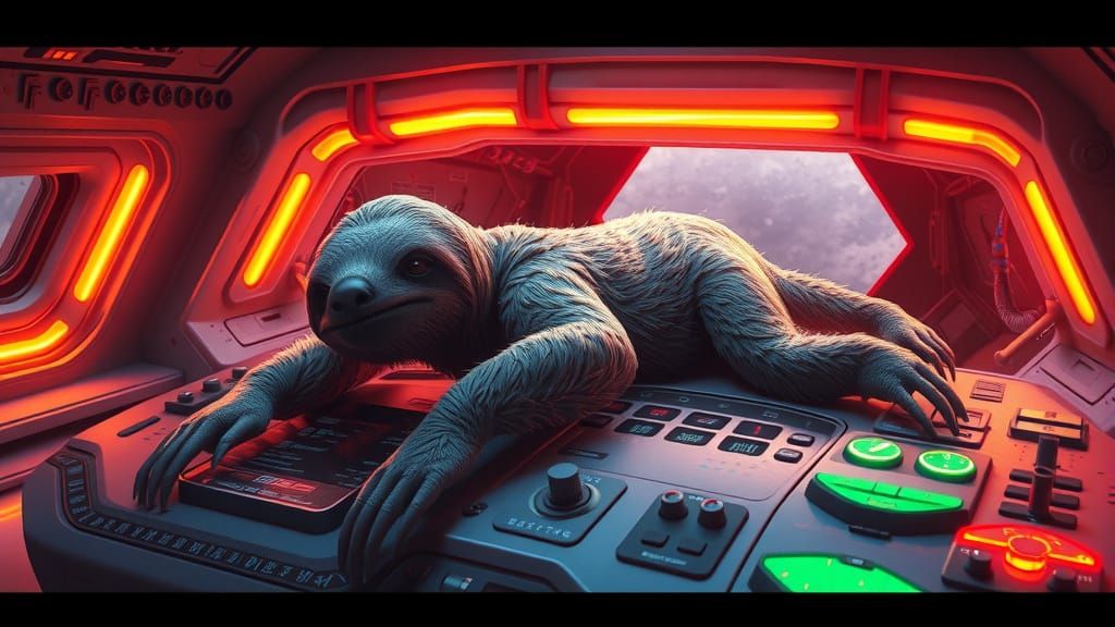 Sloth Hijacks Spaceship Control Panel