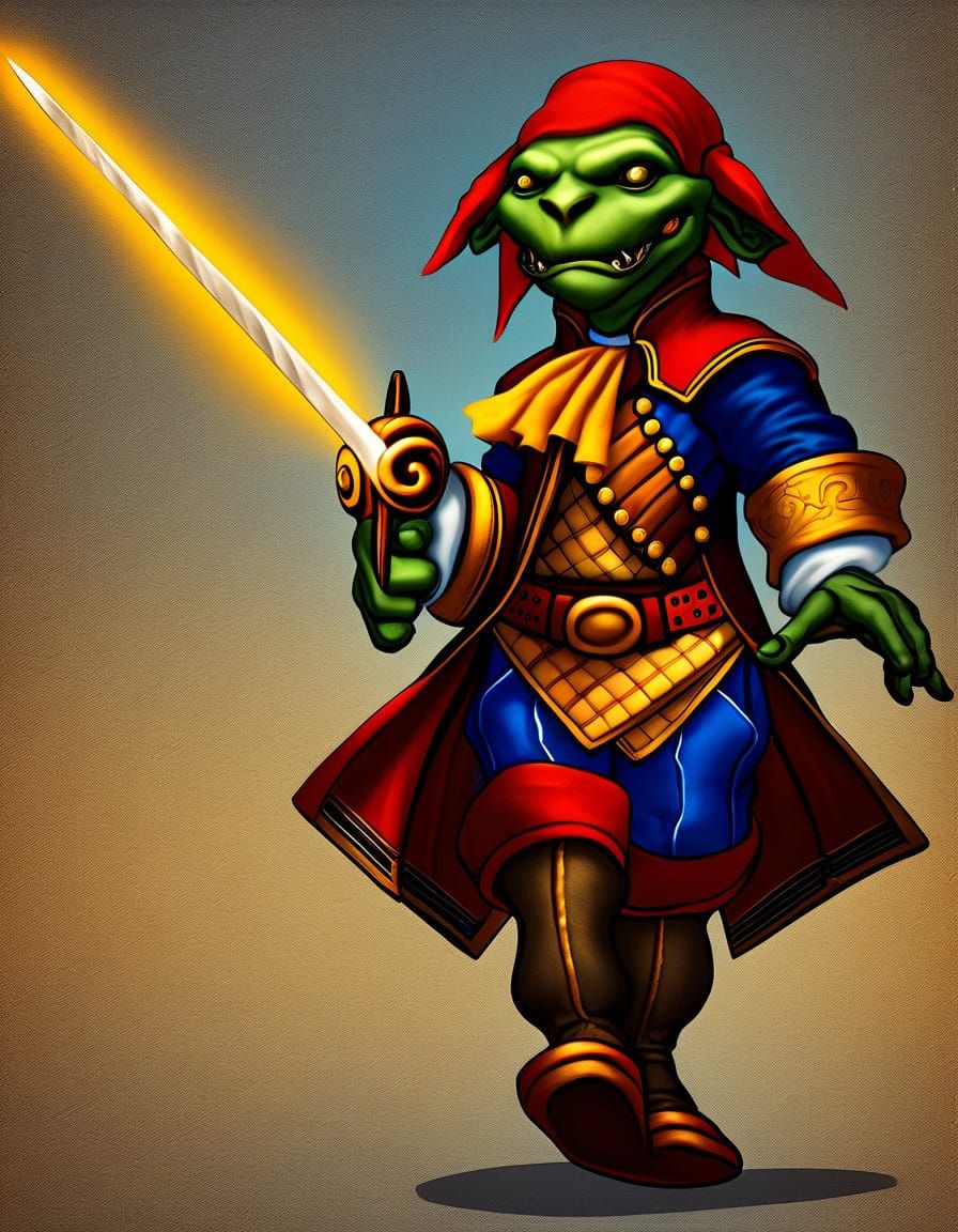 Medieval Goblin Swashbuckler in Elegant Armor