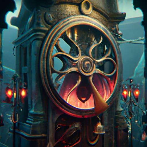 Clock with Blood: Detailed Fantasy Art