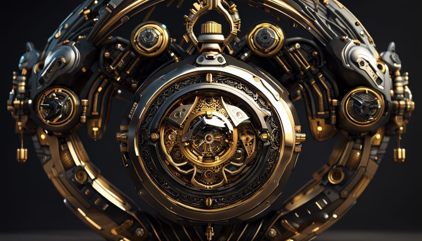 Cyborg with Pocket Watch in Futuristic Sci-Fi Style