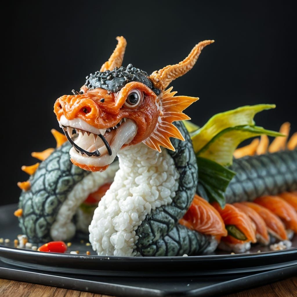 Hyper-Realistic Sushi Dragon Masterpiece