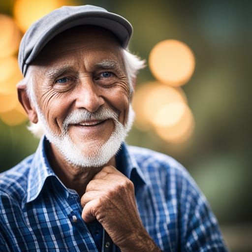 Portrait of Smiling Grandfather with White Hair