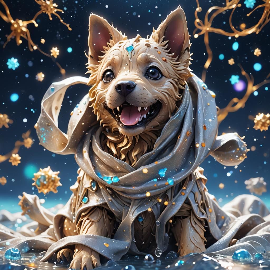 Mummified Puppy Shakes Off Starlight: 3D Anime Art