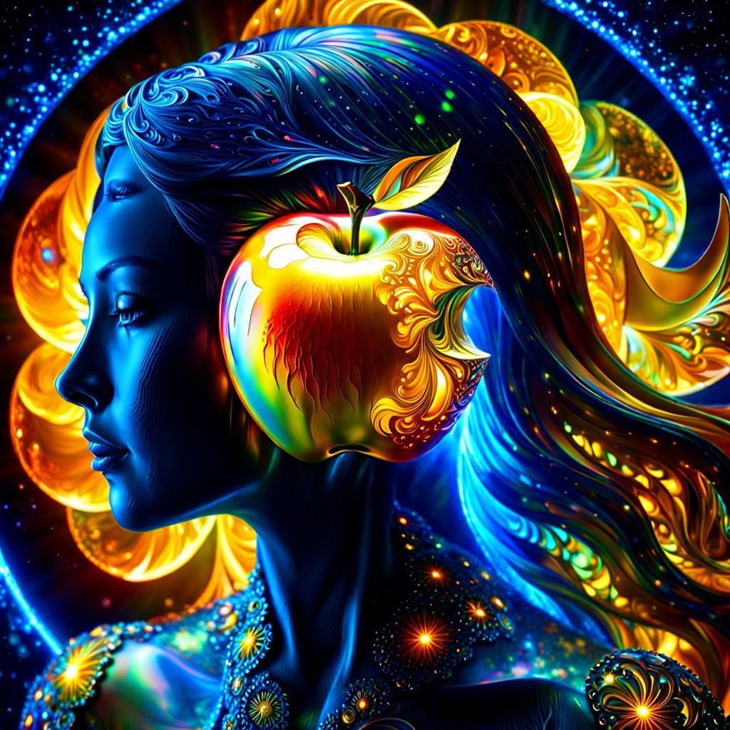 Fractal Apple Woman in Cosmic Style