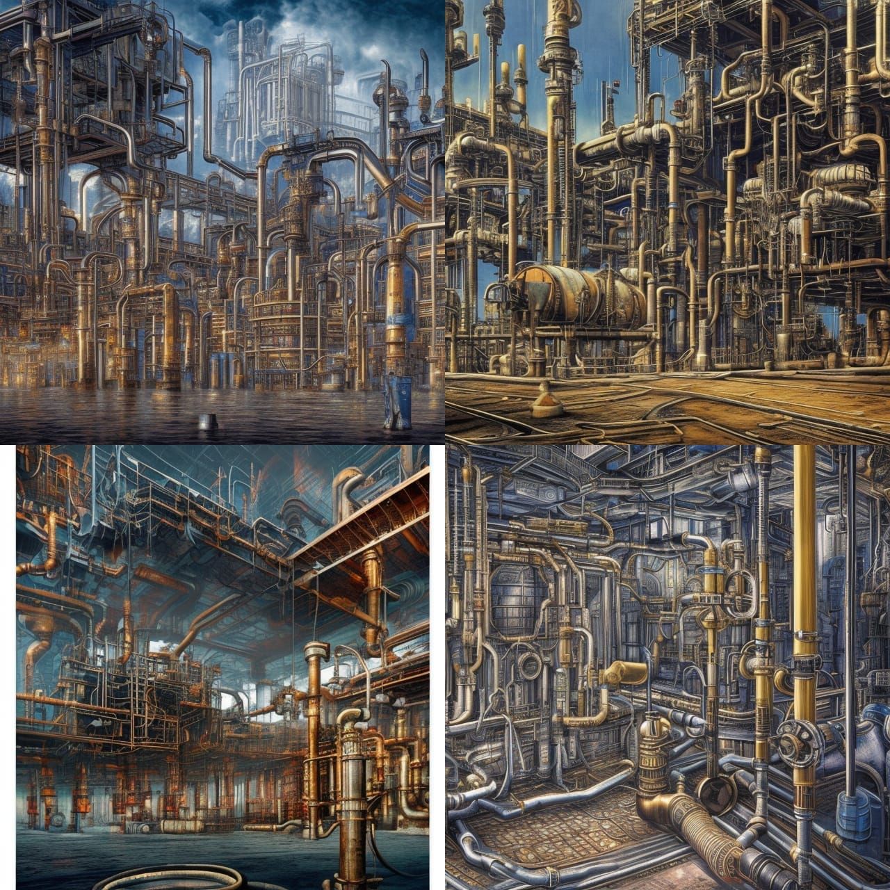 Industrial Dystopian Architecture with Petroleum Piping