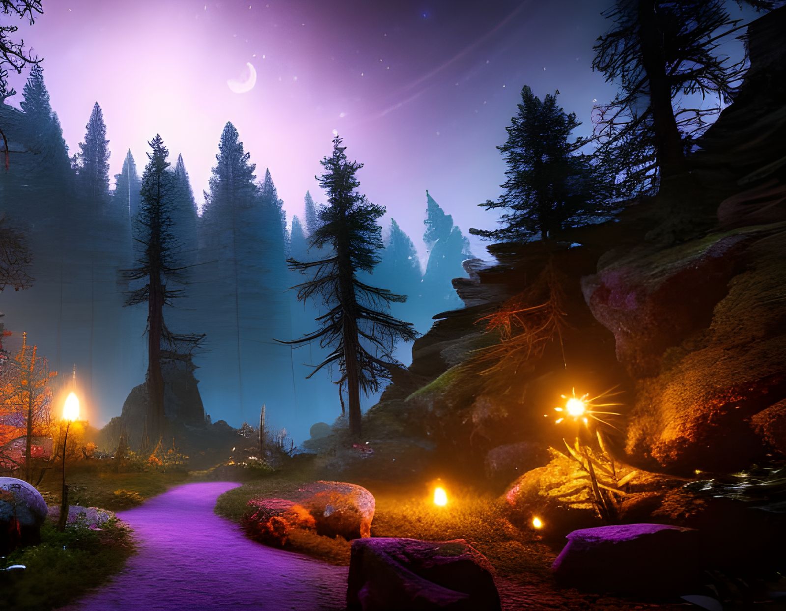 Enchanted Forest Portal with Fairies: Digital Matte Painting
