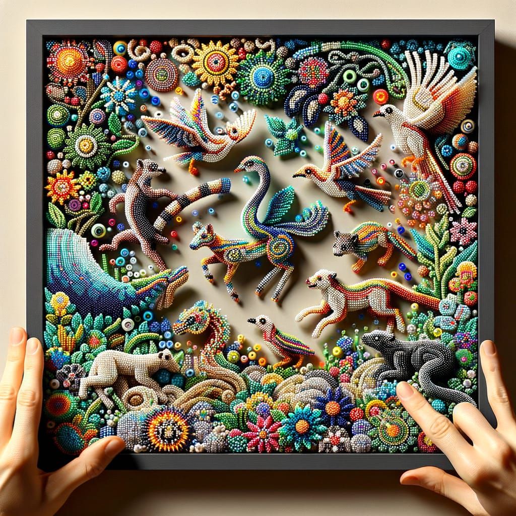 Vivid Multicolored Beads Form Intricate, Shimmering Patterns