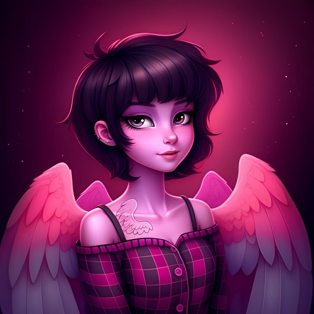 Pony Girl in Manga Style with Vibrant Wings