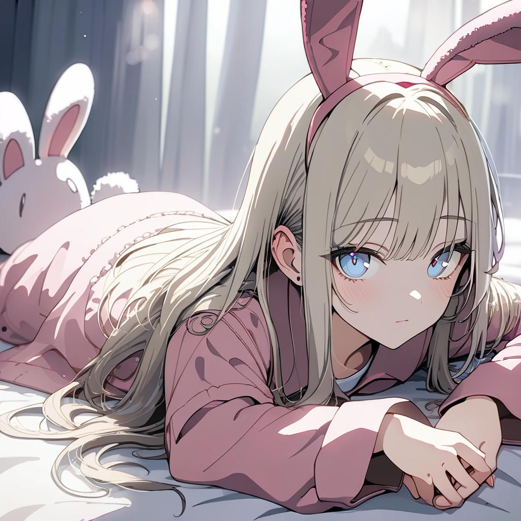 Girl in Pink Pajamas Lying on Bed