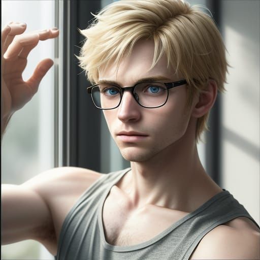 Hyper-Realistic Portrait of a Blond Boy in Contemplation