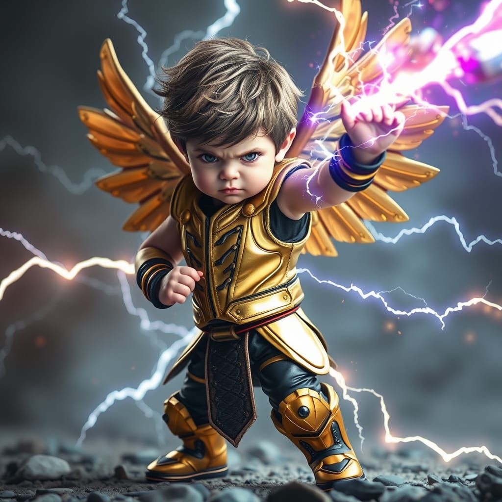 Cyberpunk Angel Unleashes Fury with Electric Bolt Arcs