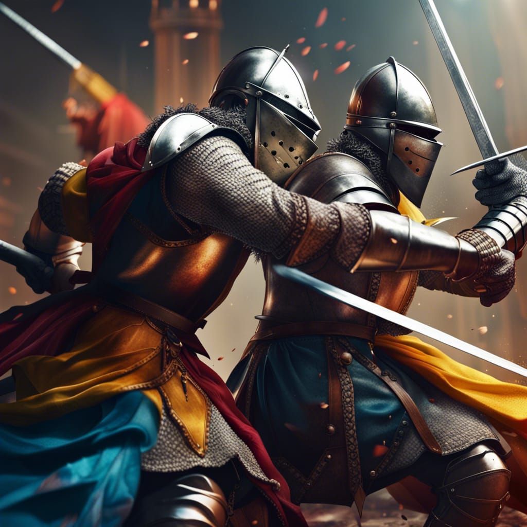 Hyperrealistic Medieval Knights Sword Fight