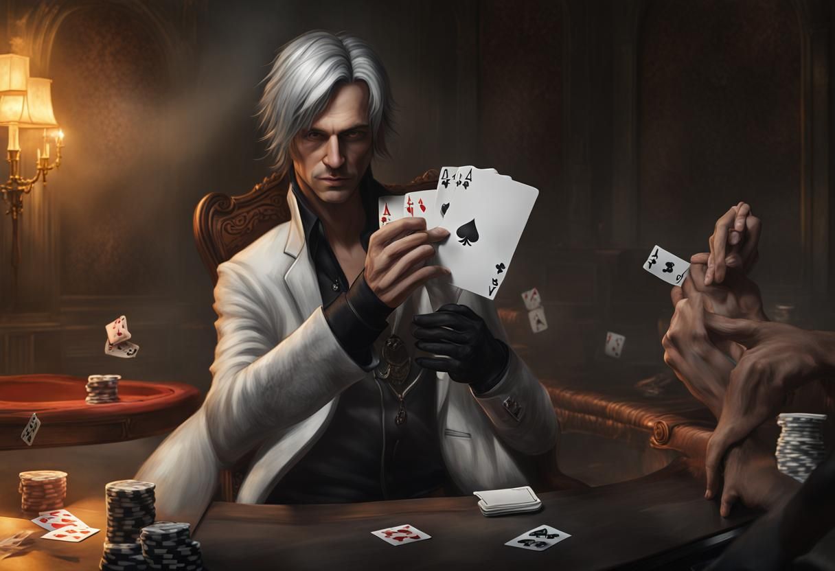 Anime Character with Poker Cards
