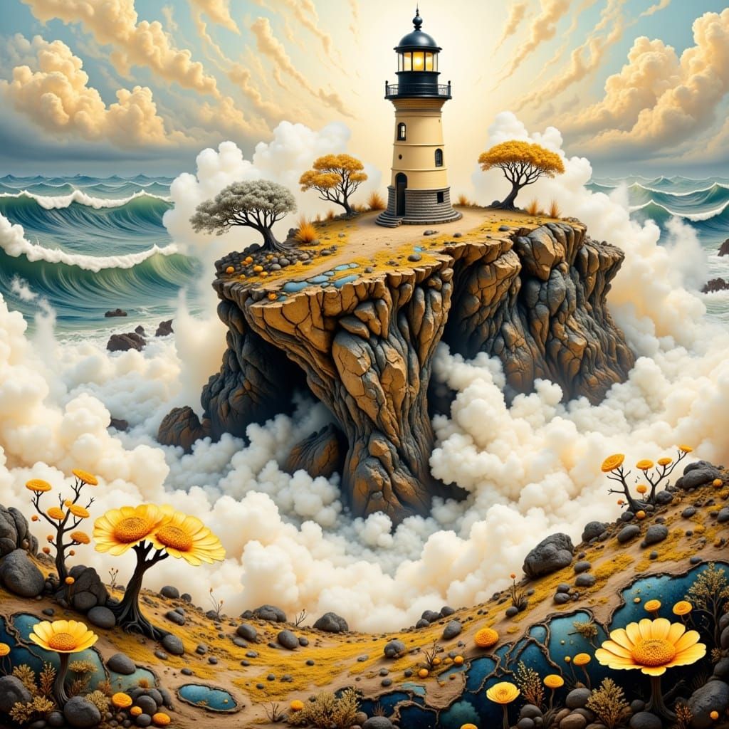 Solitary Lighthouse in Fog, Honeycomb Structures