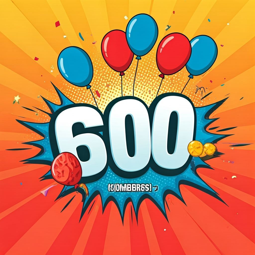 Festive Cartoon Design Celebrating 600 Members