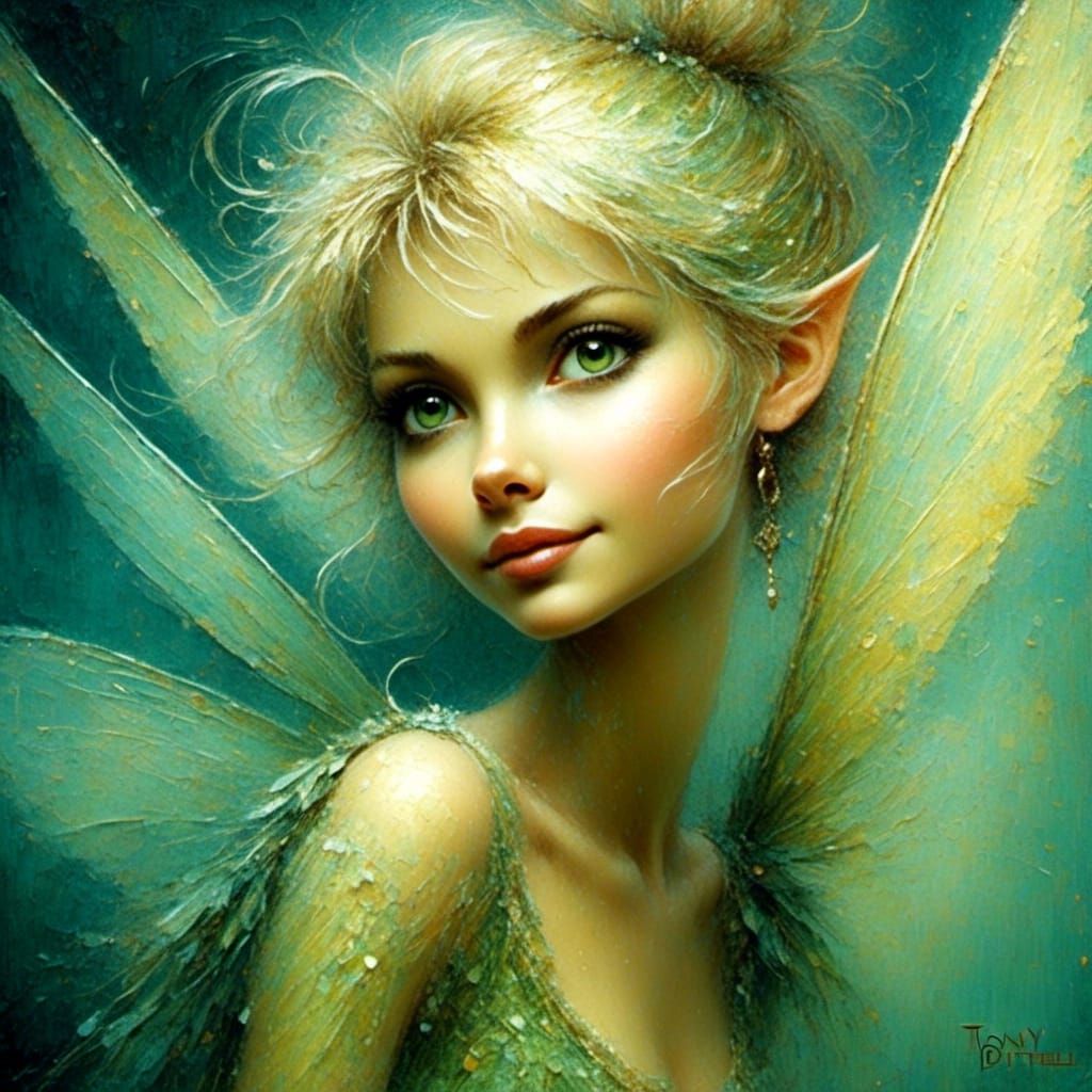 Tinkerbell Portrait in Oil Painting Style