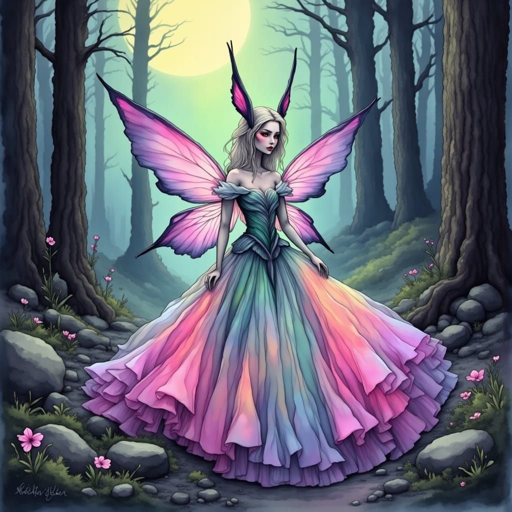 Neon Fairy Elf in Dreamlike Fantasy Style