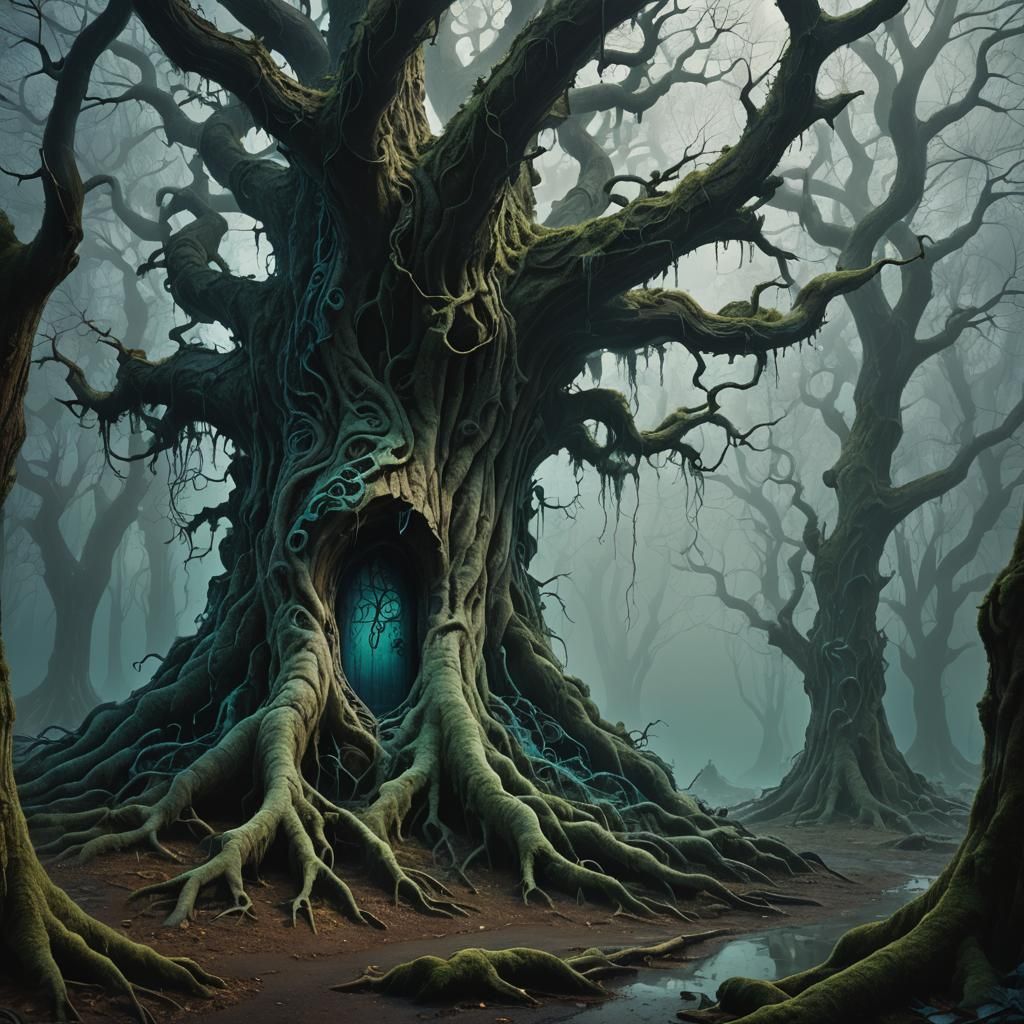 Enchanted Shop in Dark Fantasy Forest