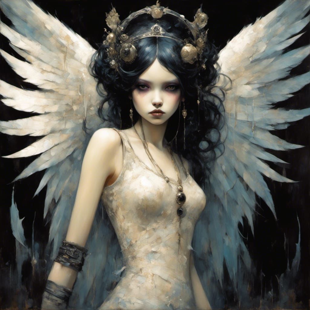 Pouty Goth Punk Girl in Art Brut Style