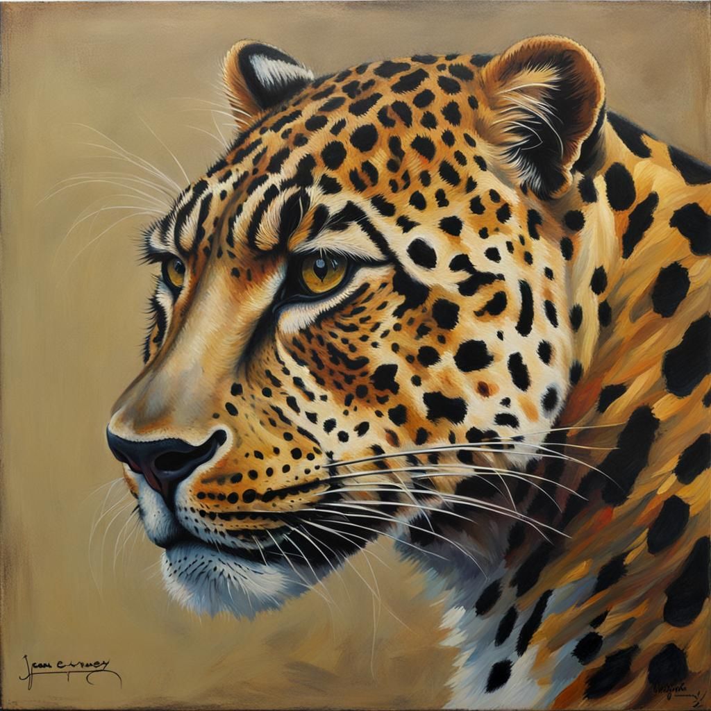 Leopard Portrait in Oil Painting Style