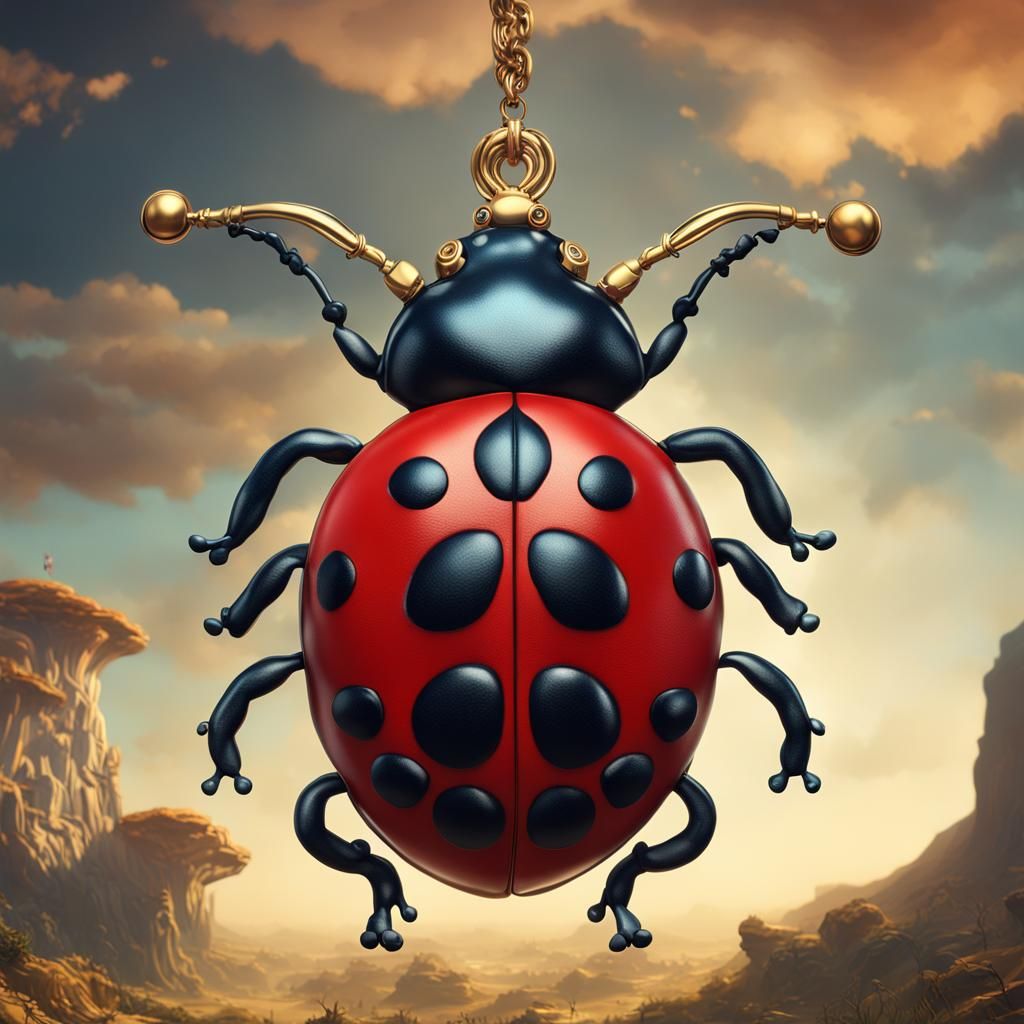Ladybug Pendant in Surrealist Style