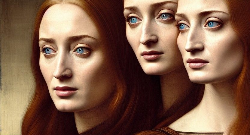 Conjoined Twins Portrait in Classical Painting Style