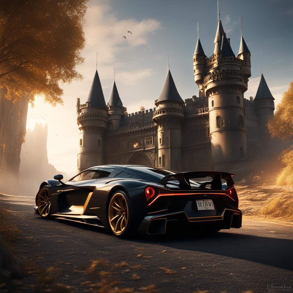 Black Lion Hypercar Leaving Golden Castle