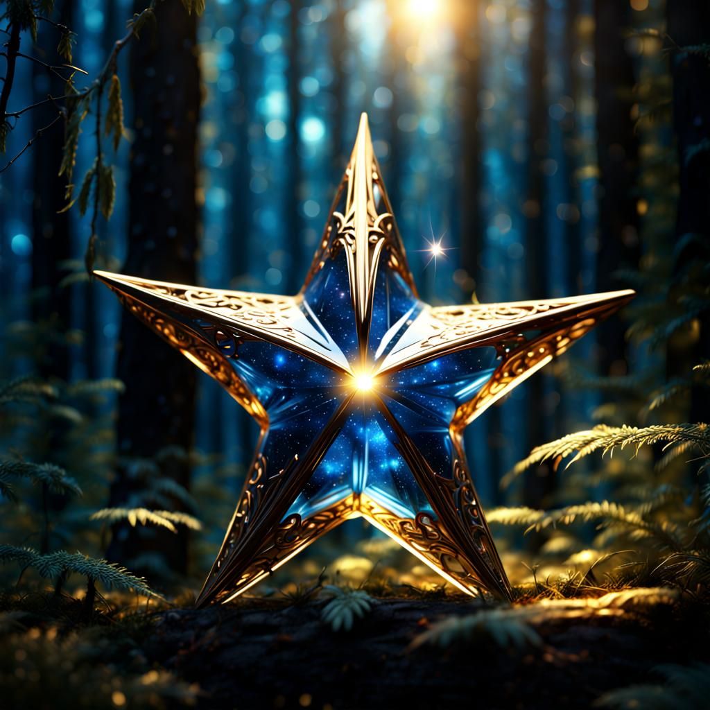 Golden and Blue Star in Enchanted Forest