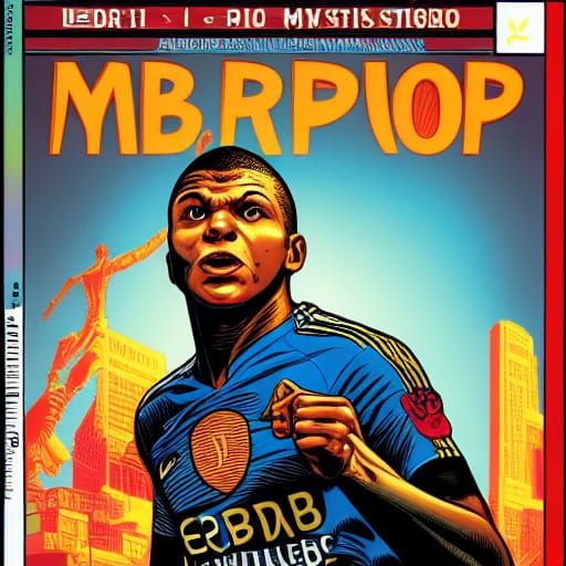 Mbappé in Comic Book Art Style