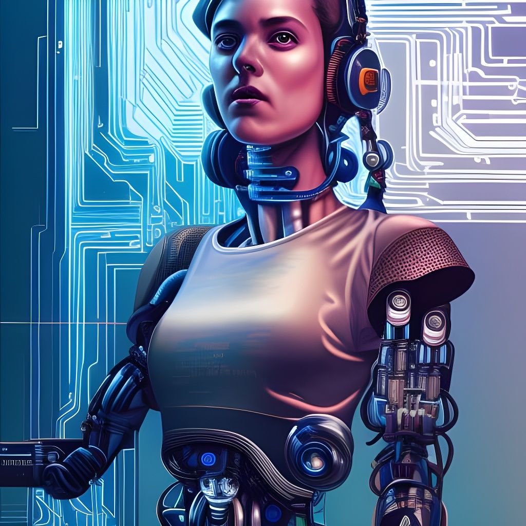 Cybernetic Scientist in Ultra Detailed Cyberpunk Lab