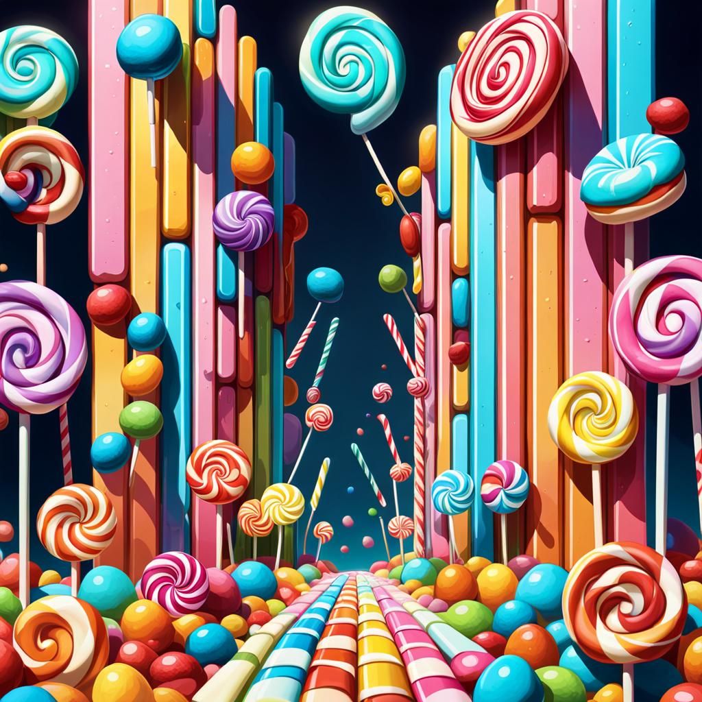 Candy Art Vertical Bars: Whimsical Digital Illustration
