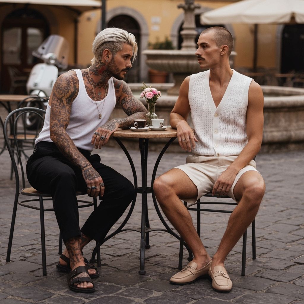 Romantic Italian Cafe Scene in Fashion Photography