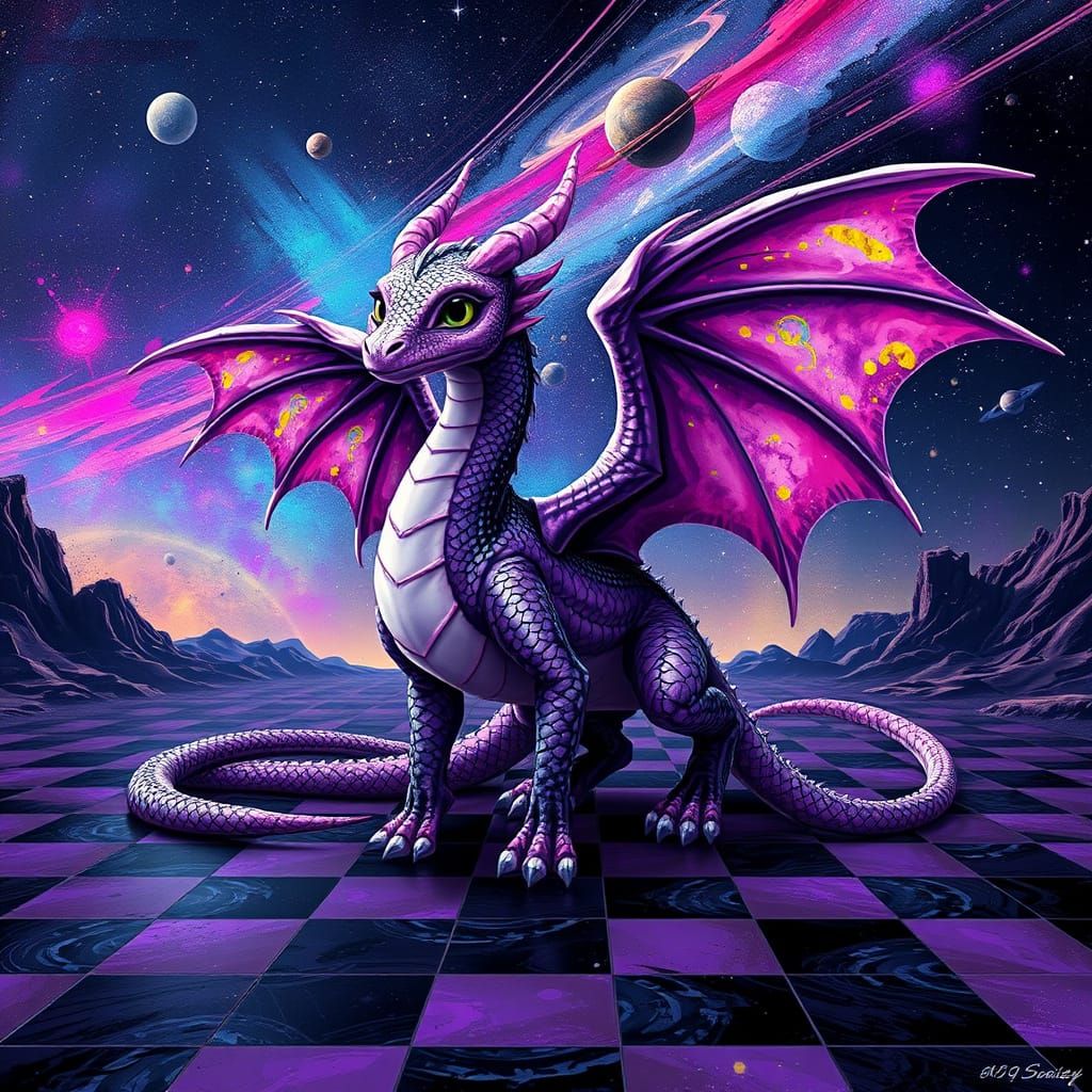 Ethereal Cosmic Dragon on Stary Night Sky