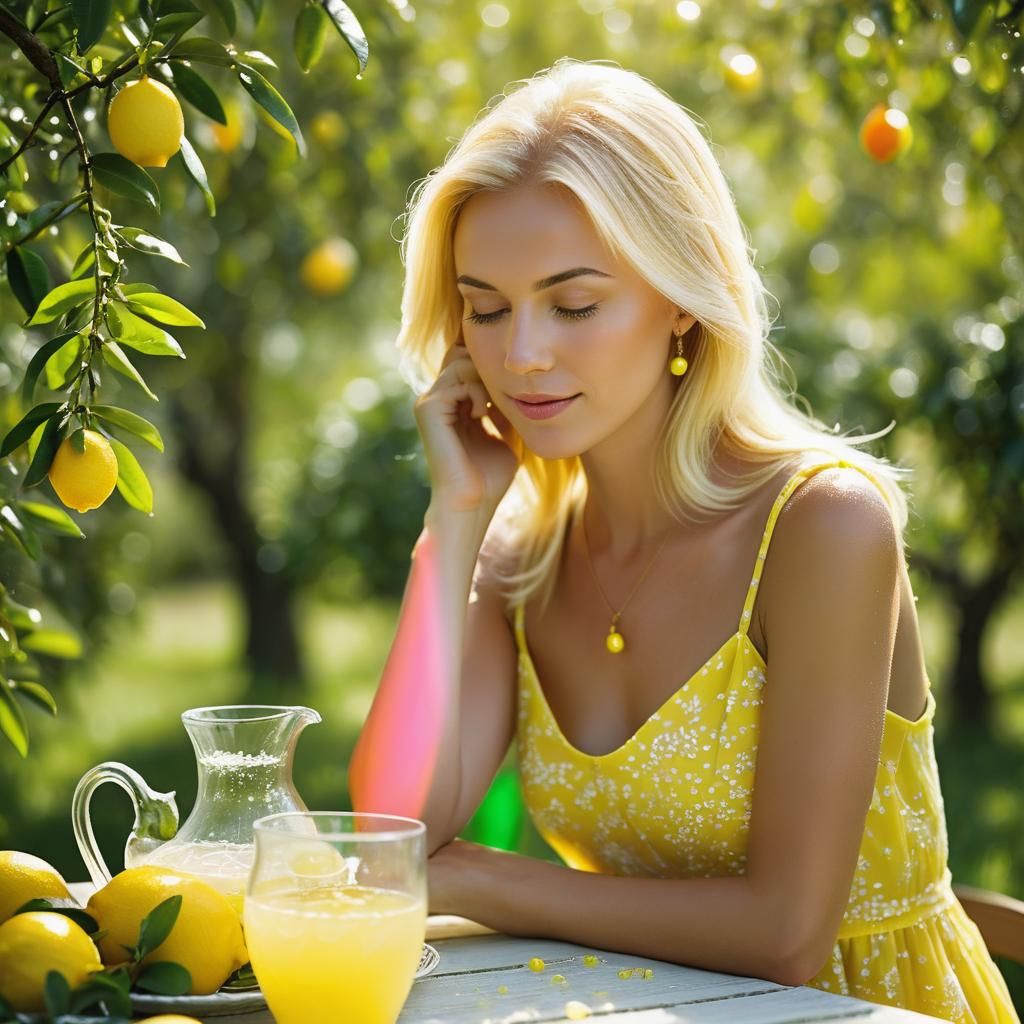 Woman in Lemon Grove: Soft Focus Photography