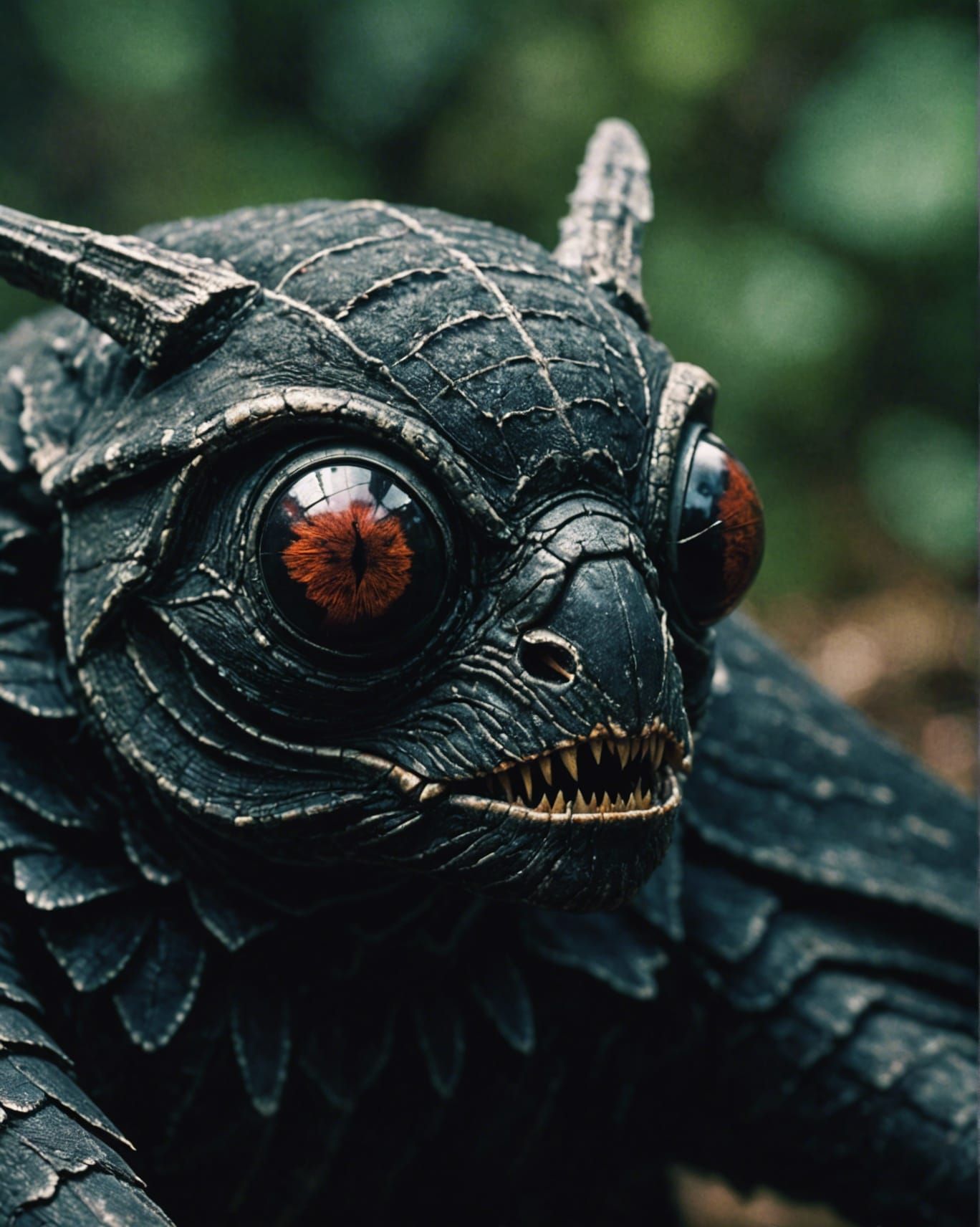 Dramatic Close-up of a Black Moth Face