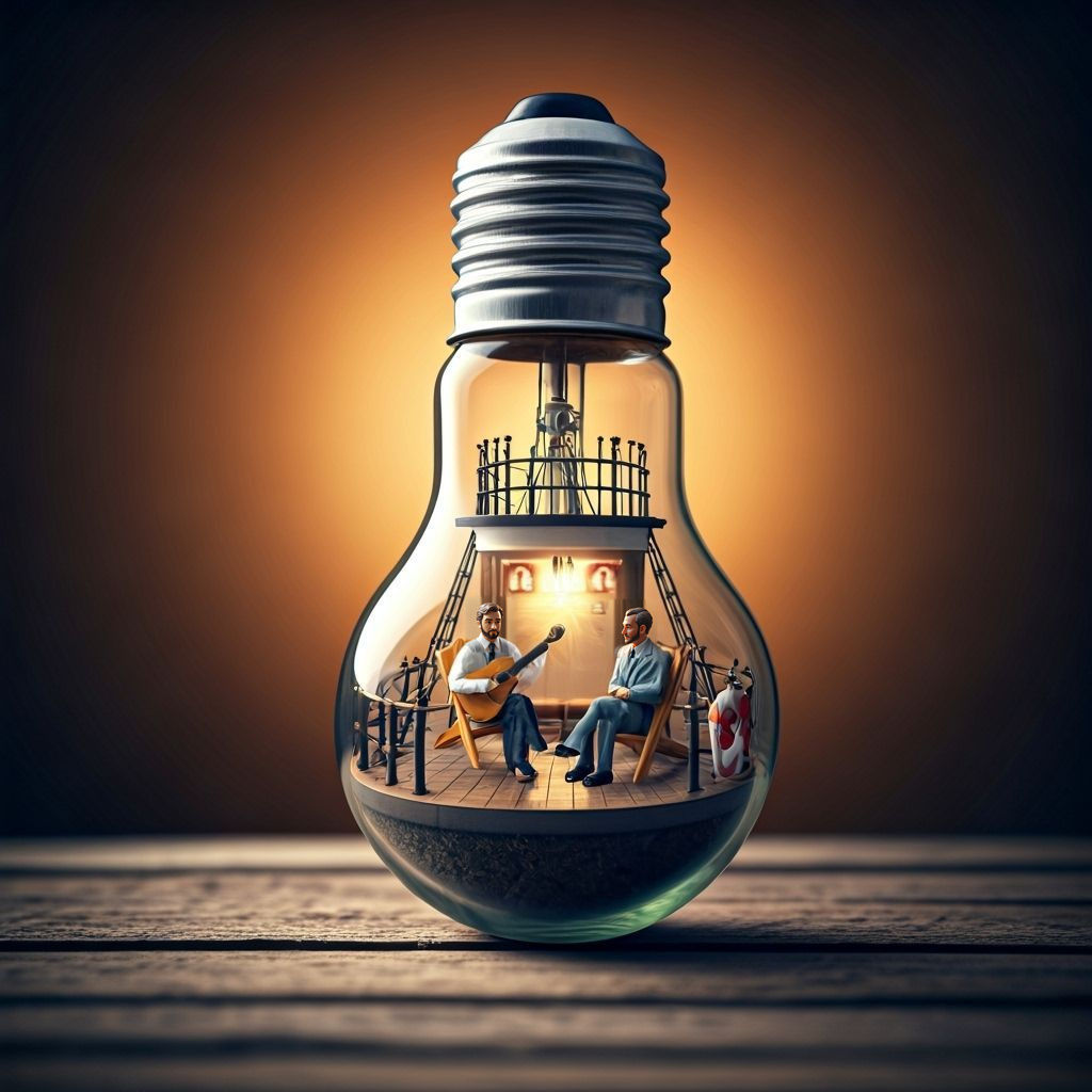 Miniature Ship Deck Scene Inside Light Bulb