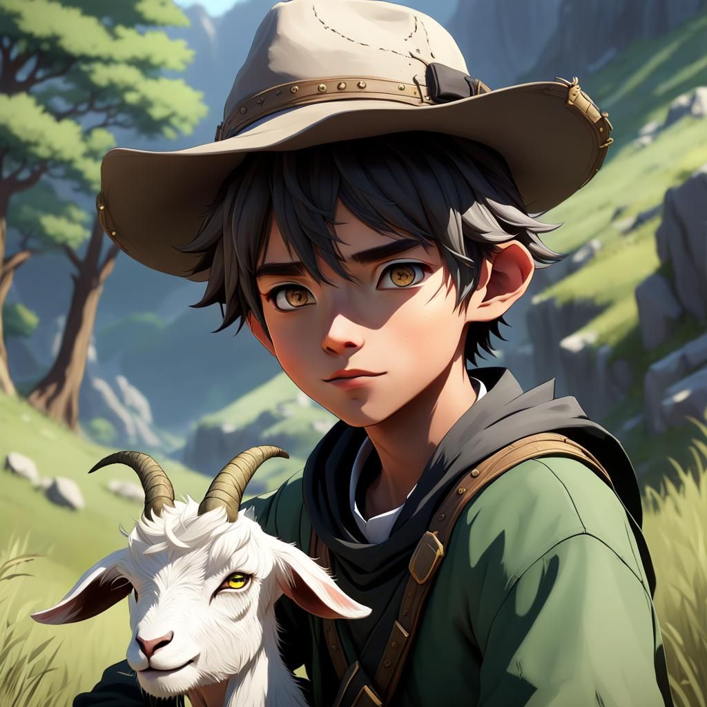 Anime Style 3D Goat Herder Concept Art