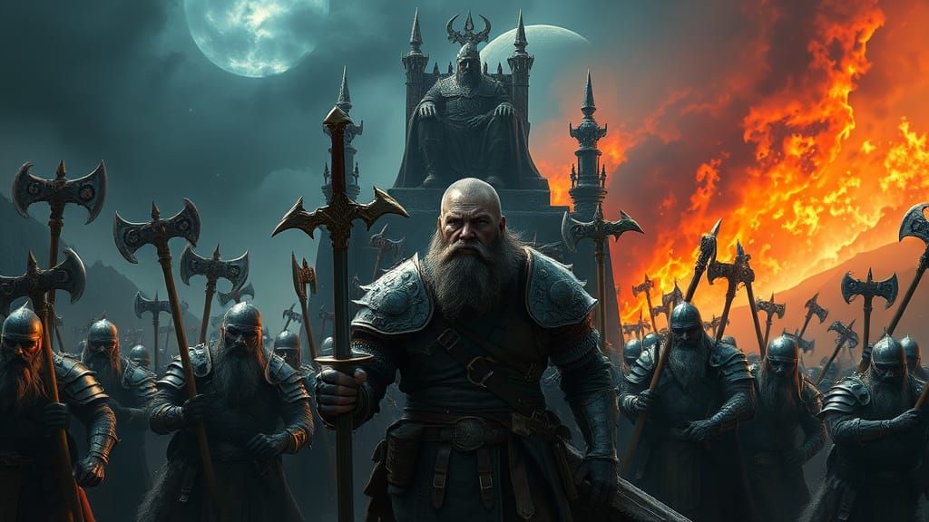 War Dwarves Surround the Malevolent Emperor in a High-Fantas...