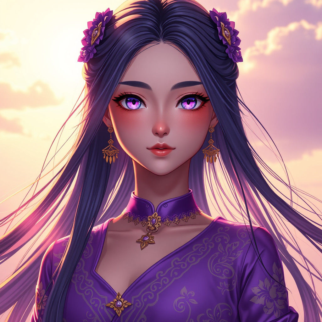 Purple Anime Girl in Sunlight, Key Visual Art