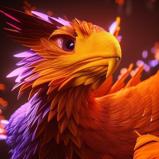 Fiery Phoenix in Anime Digital Illustration Style