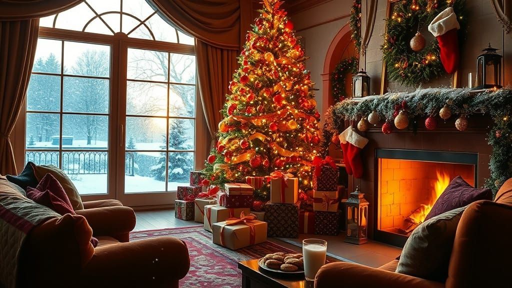 Cozy Christmas Morning in Lavish Living Room