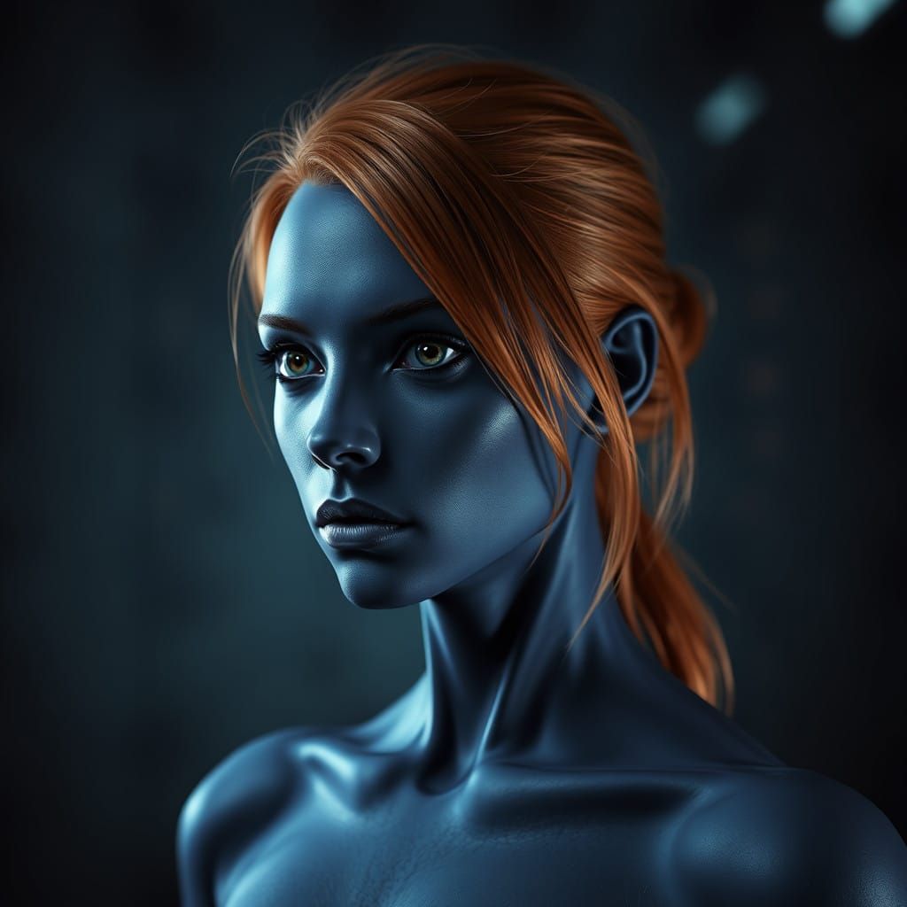 Enigmatic Dark Skinned Woman in Futuristic Setting