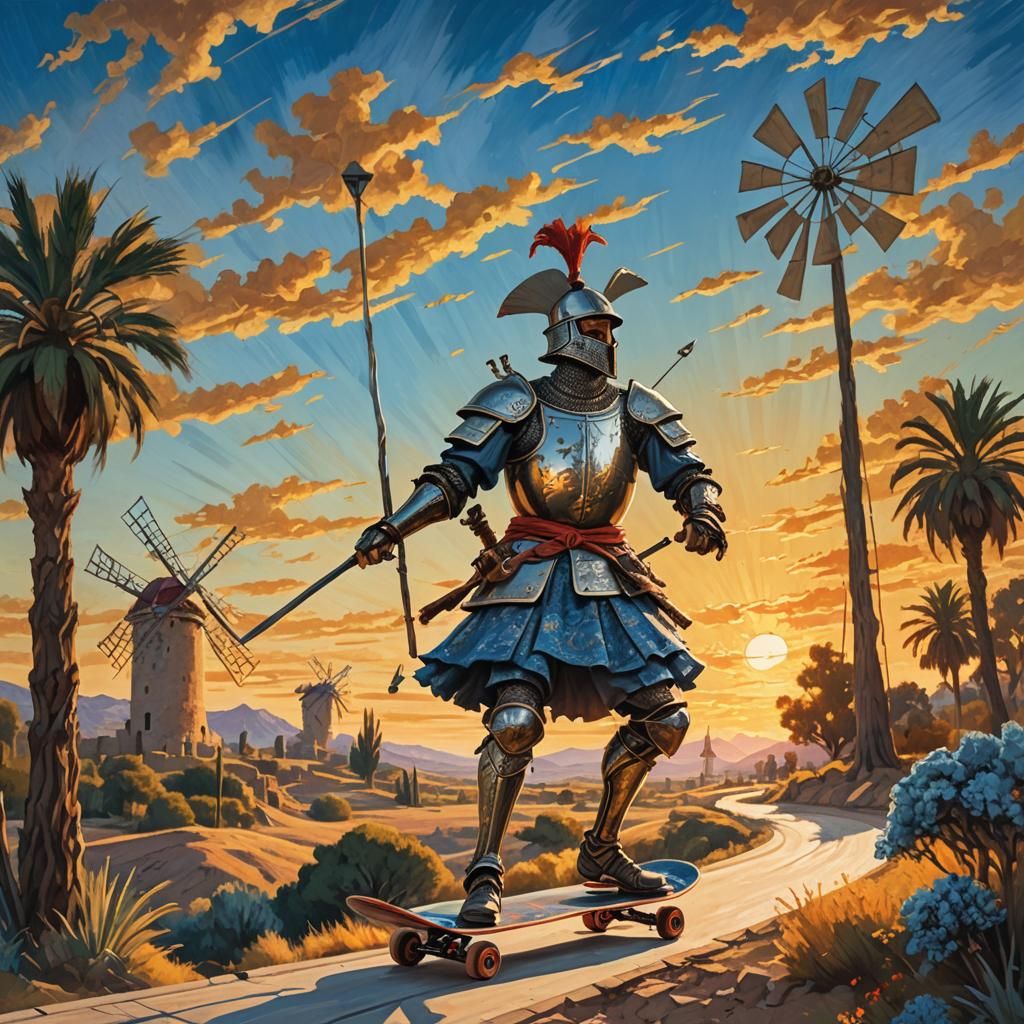 Don Quijote de la Mancha en patinete
