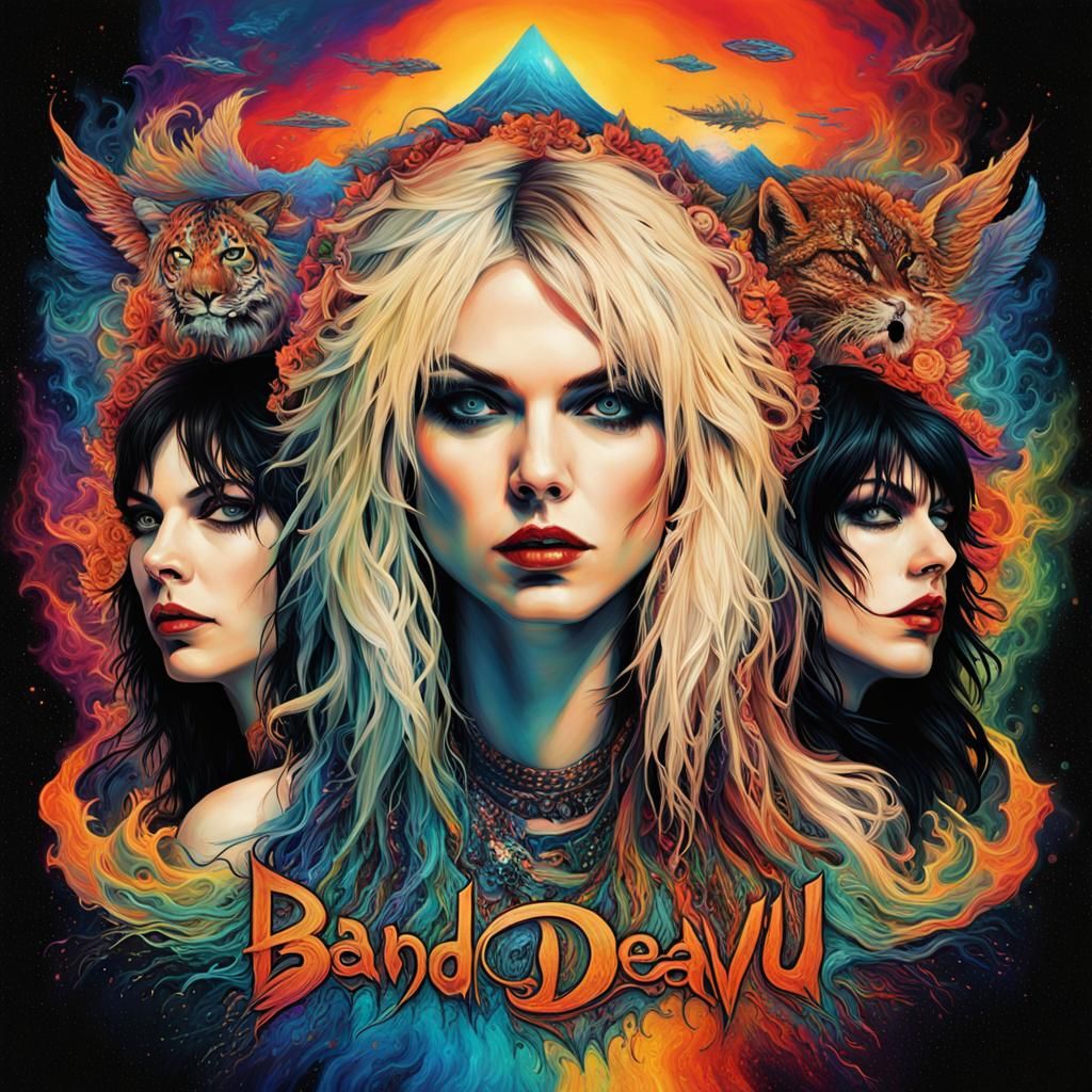 Surreal Album Cover with Vivid Colors and Portraits