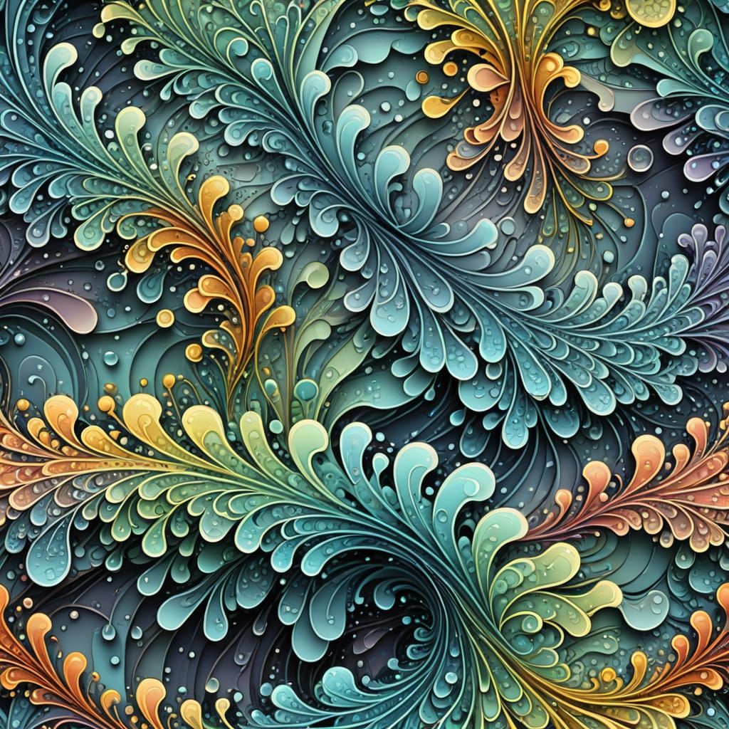 Abstract Fractal Summer Rain in Zentangle Style