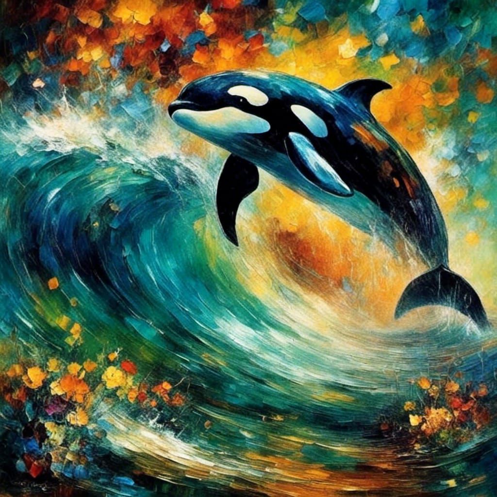 Killer Whale Surfing a Tidal Wave