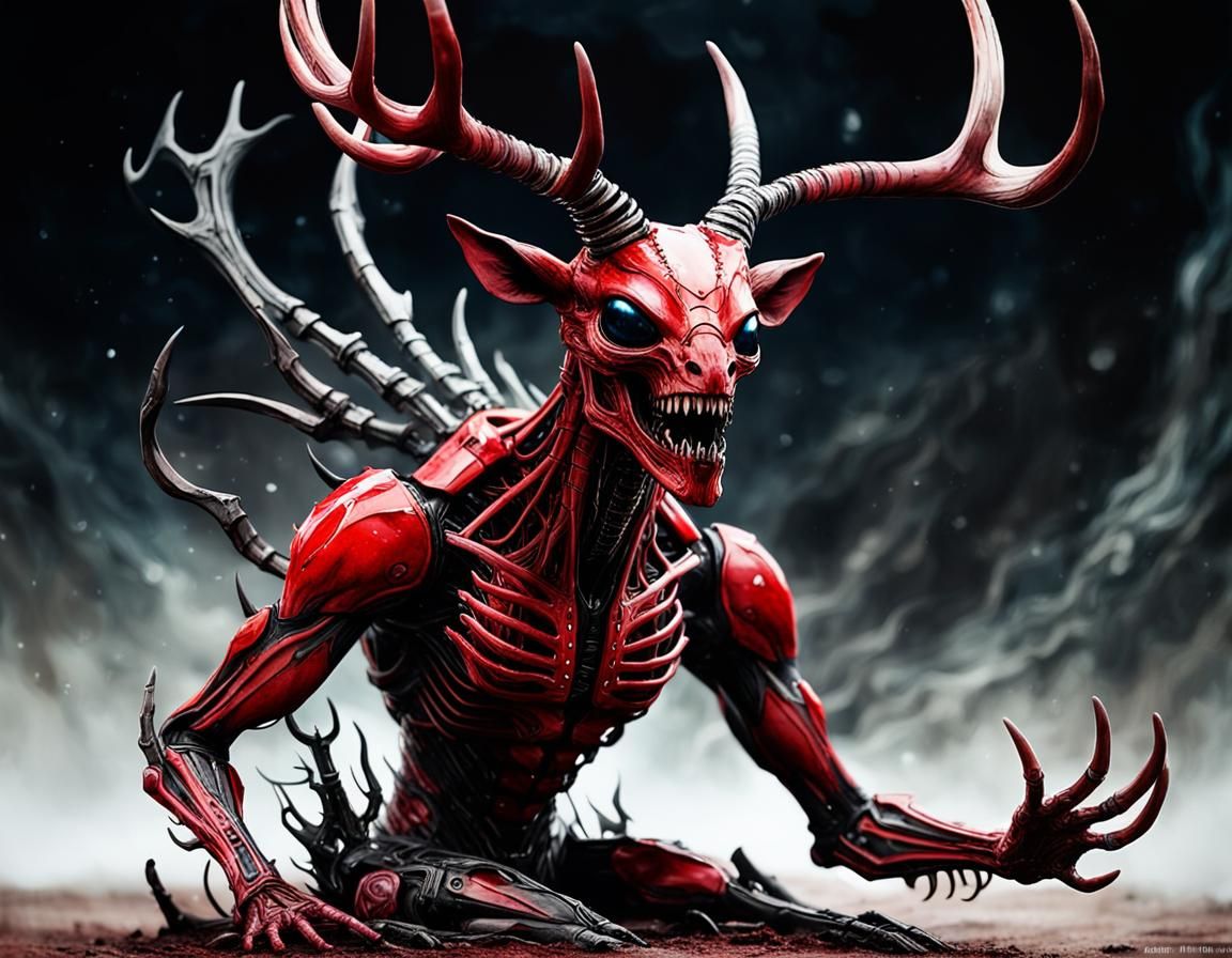 Cosmic Elk in Surrealist Digital Art Style