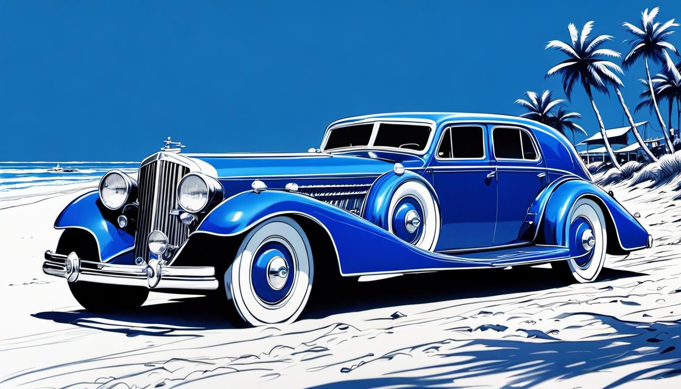 1930s Eight-Wheeled Luxury Car Sketch