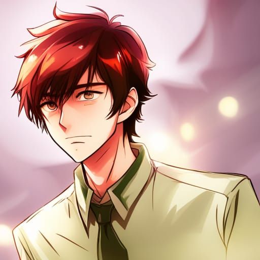 Red-Haired Elf: Anime Style Digital Art