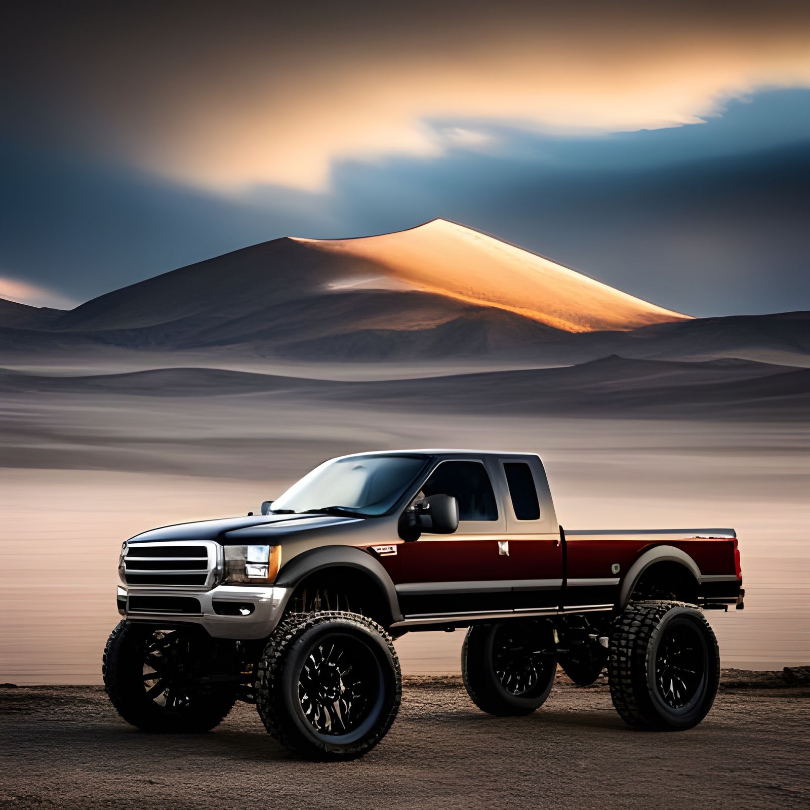 Black F-250 Pickup Concept with Low Suspension